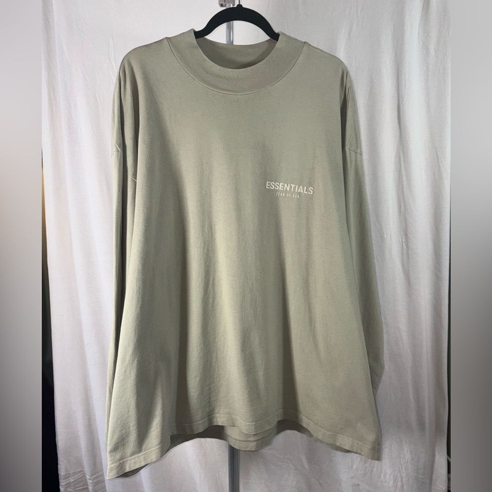 Essentials Green Long Sleeve Tee Minimalist Design